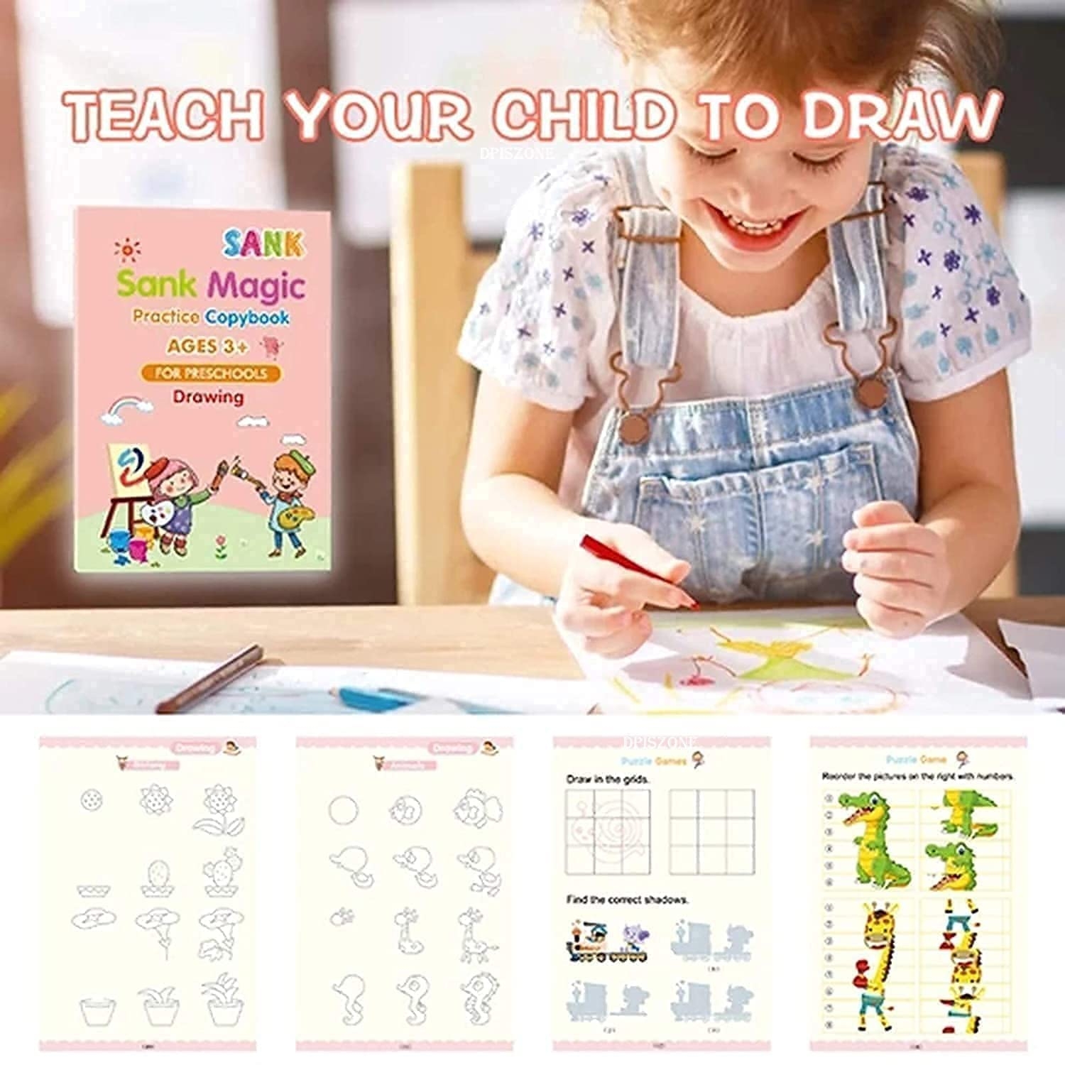 Sank Magic Practice Copybook, (4 BOOK + 10 REFILL+ 1 Pen +1 Grip) Number Tracing Book for Preschoolers with Pen, Magic Calligraphy Copybook Set Practical Reusable Writing Tool Simple Hand Lettering - Image 7